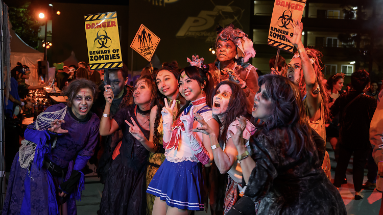 Costumed guests at the Haunted Little Tokyo Block Party