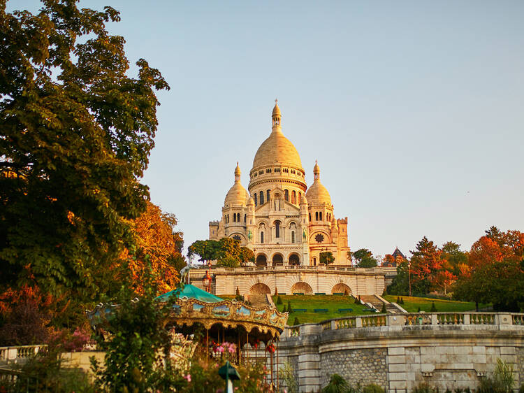 Sacre Coeur in Montmartre at sunset