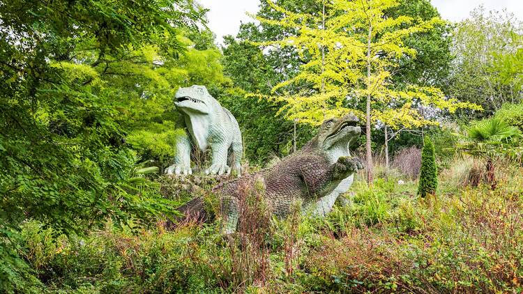 Encounter an iguanodon in Crystal Palace Park