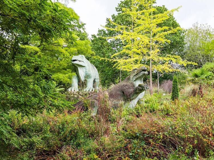 Encounter an iguanodon in Crystal Palace Park