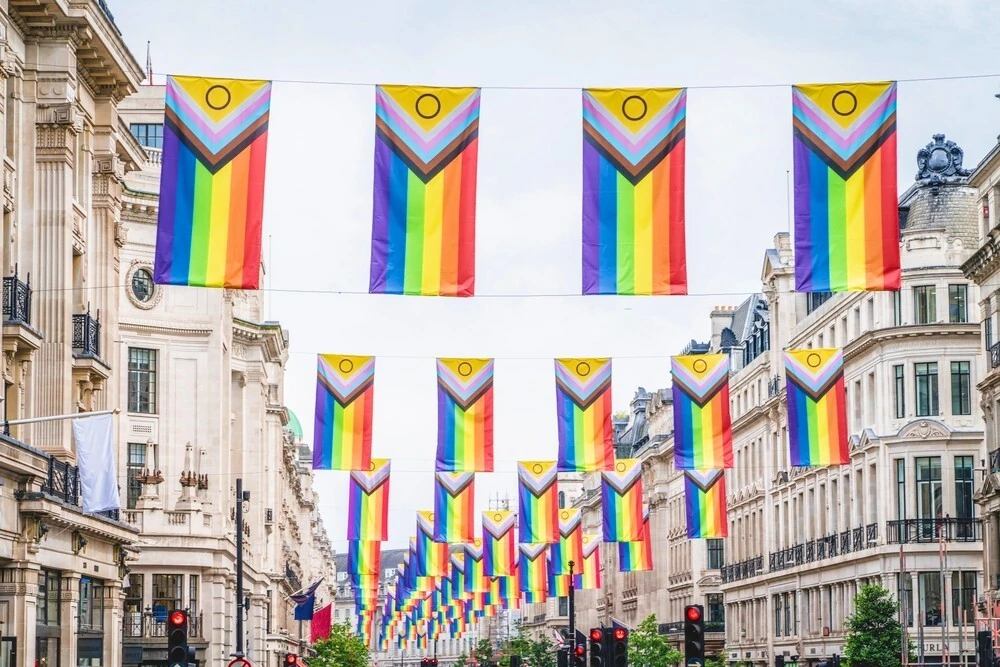 LGBTQ+ flags in London during Pride