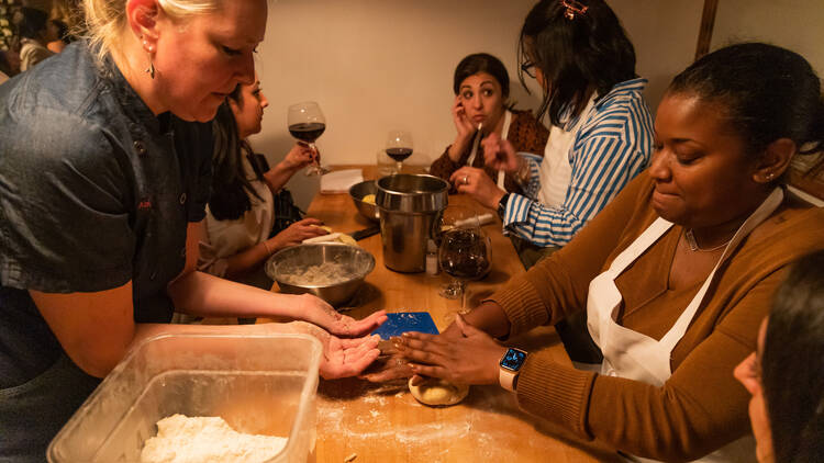 Group pizza making