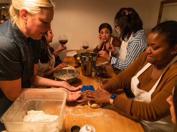 Group pizza making