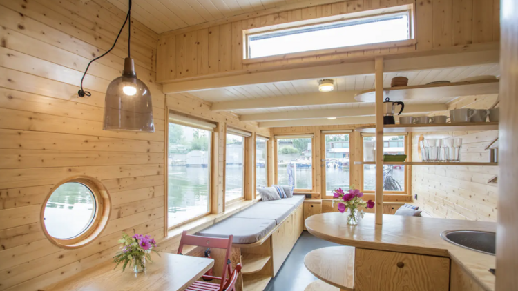 The restored three-bed houseboat in the city centre