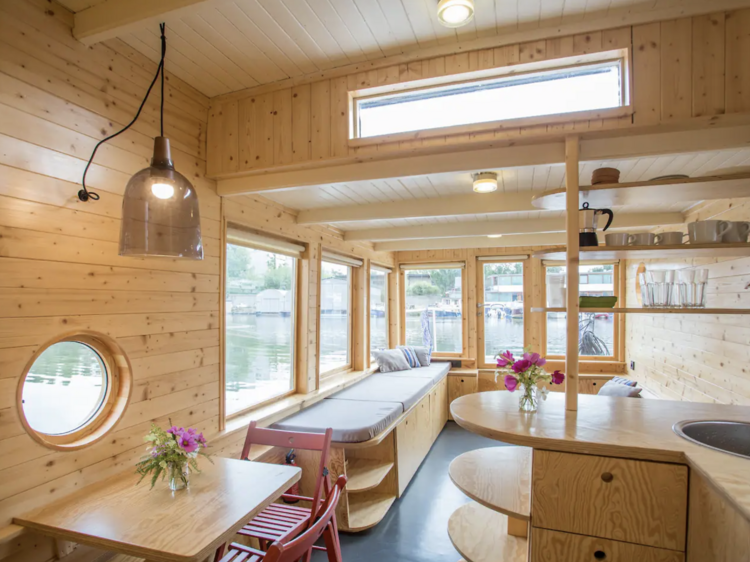 The restored three-bed houseboat in the city centre