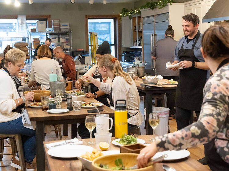 A holiday cooking team building activity