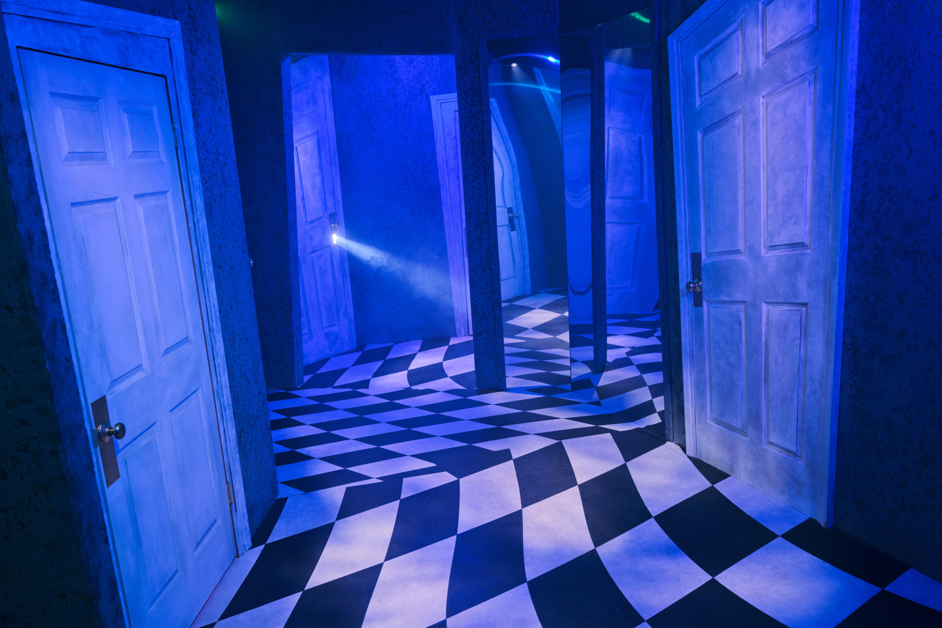 Beetlejuice Beetlejuice Airbnb’s checkered hallway