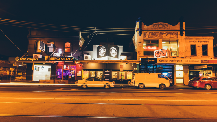 The facade of the Bergy Seltzer and Bergy Bandroom on Sydney Road