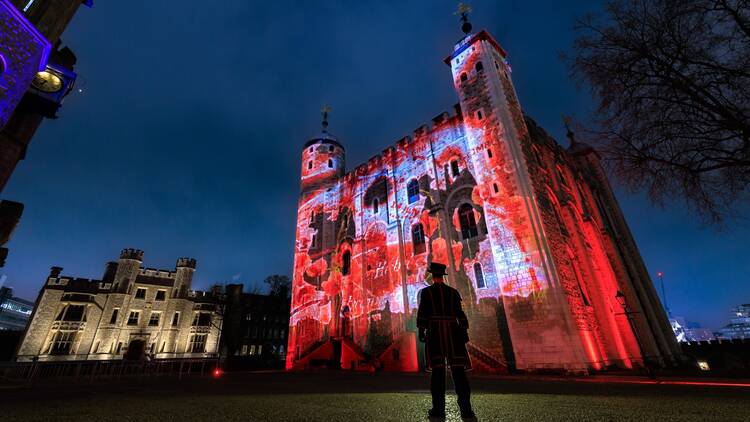 New lights display installation at the Tower of London for Remembrance 2024