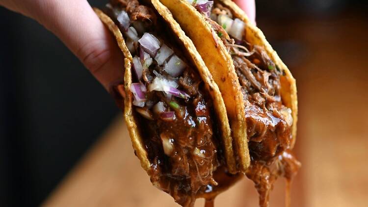 Tijuana-style birria tacos at Taqueria El Barrio