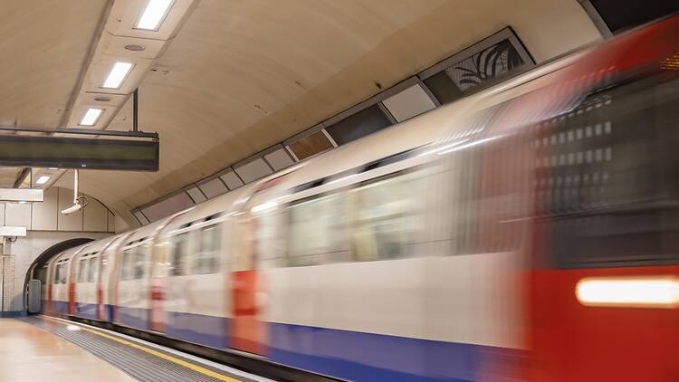 London Underground train arriving at the platform