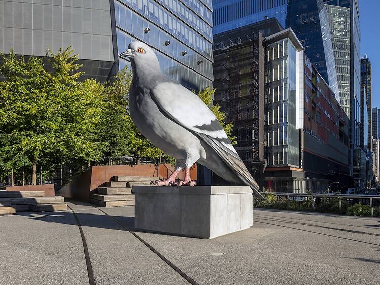 The giant 16-foot-tall pigeon sculpture is leaving the High Line and getting a goodbye party