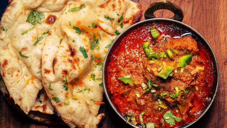 Indian food with naan