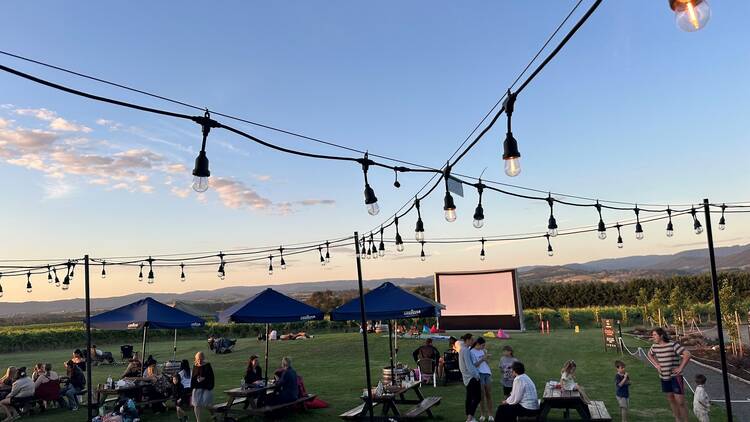 An outdoor cinema at Tokar Estate in the Yarra Valley.