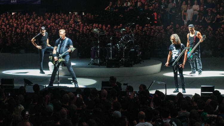 Metallica performing on stage