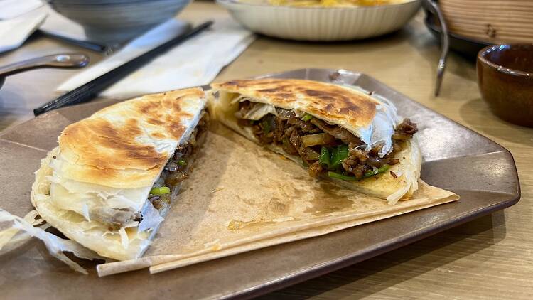 Cumin lamb roujiamo (Chinese hamburger) at Good Alley