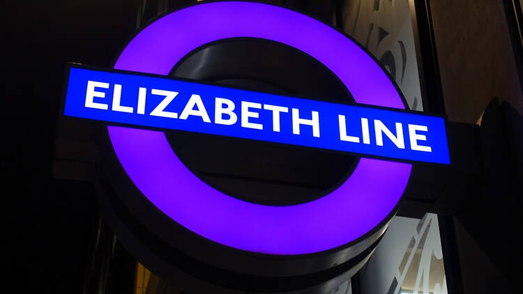 Elizabeth line sign, London