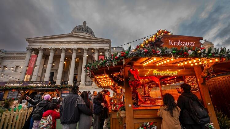 Christmas festive market at Trafalfar Square in London