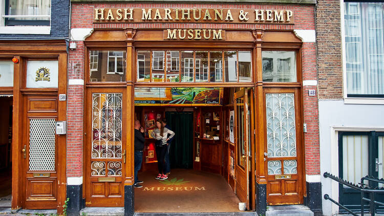 Amsterdam, Netherlands - September 05, 2017: Hash Marijuana & Hemp Museum in red-light in Amsterdam, Netherlands