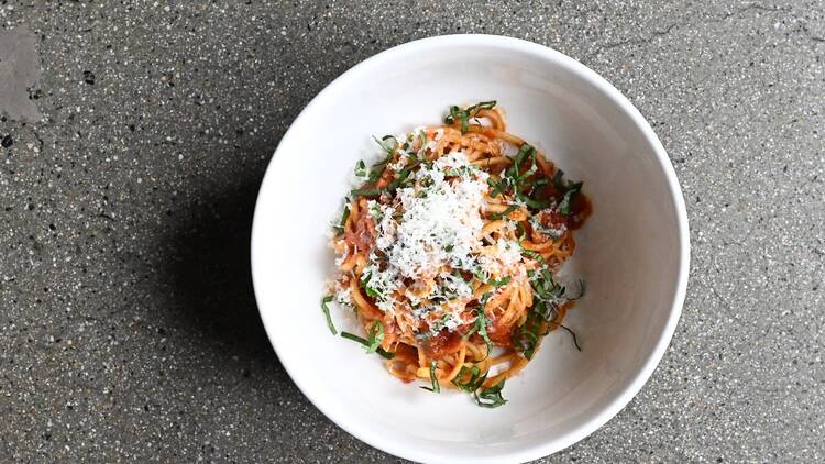 Spaghetti pomodoro from POE-Lenta at Time Out Market Boston