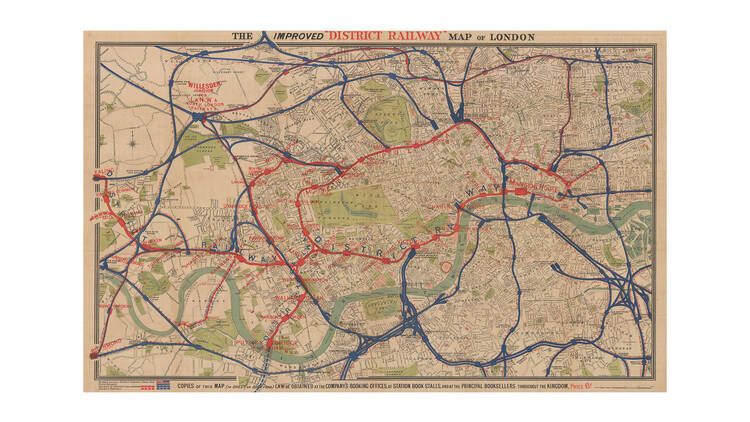 District Railway Map 1880