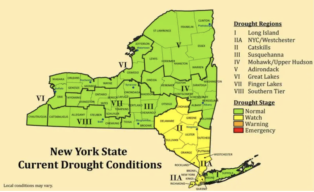 New York State drought condition map