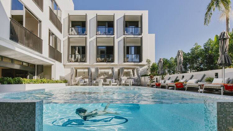 Woman swimming in pool