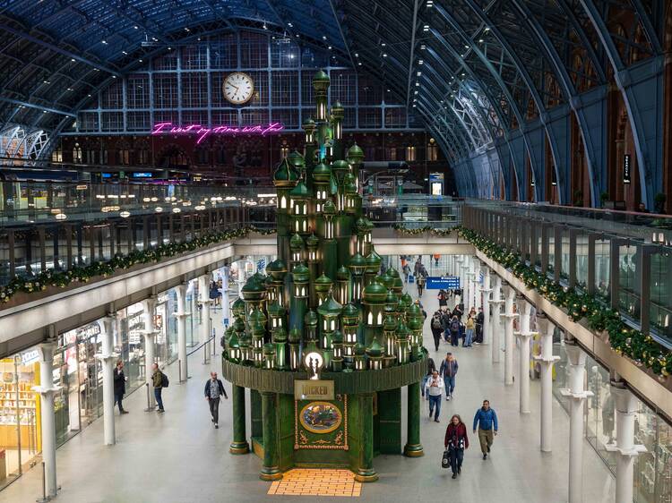 St Pancras has unveiled its stunning Christmas tree for 2024 – and it’s ‘Wicked’ themed