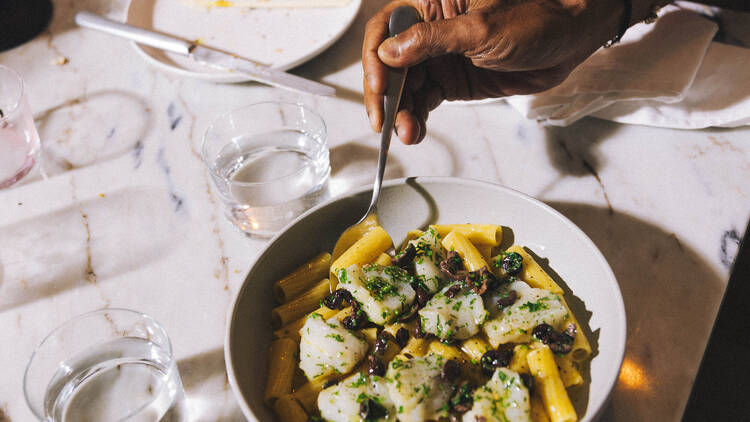 Bacalhau com rigatoni, Luffa