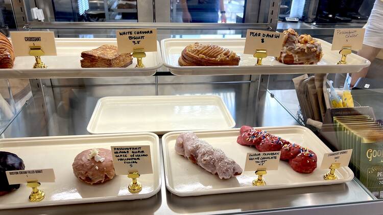 Doughnut and pastry selection at Helms Bakery