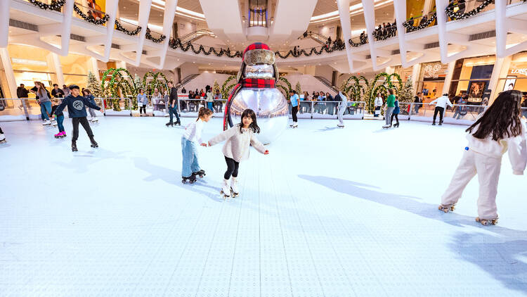 Take a spin around the wintry roller rink