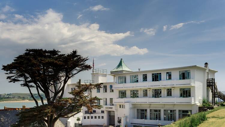 A hotel on a sunny day