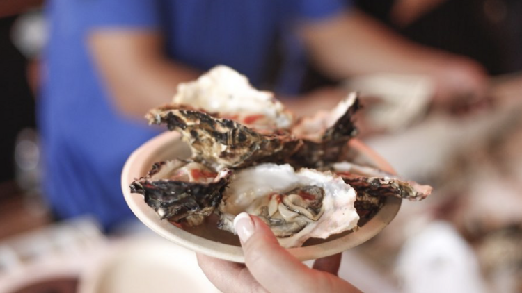 A plate of oysters at Grand Central Market’s DTLA Oyster Festival.