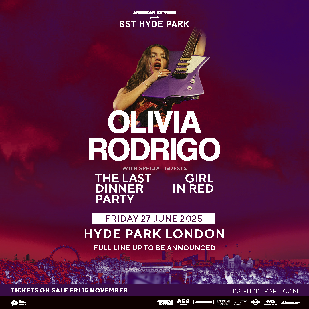 Poster for Olivia Rodrigo BST. Hyde Park 2025