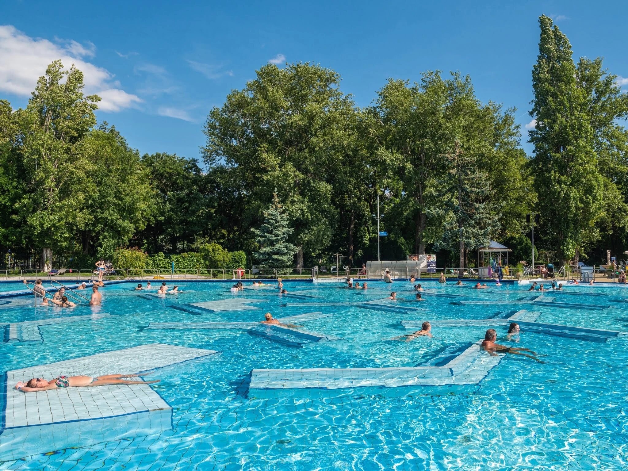 Budapest, Hungary &ndash; July 31, 2023. Thermal pool at Palatinus Strand bath on Margaret Island in Budapest. Palatinus Baths has been in operation since 1919.
