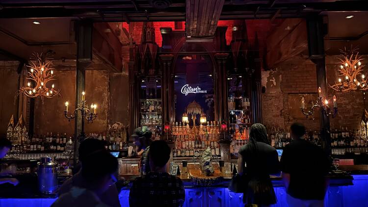 The bar at the Gothic Lounge at Clifton’s Republic