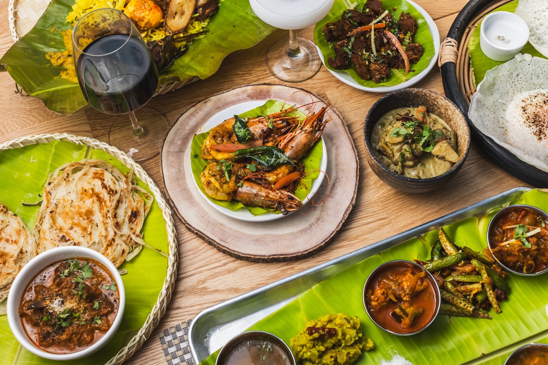 A table full of Sri Lankan food