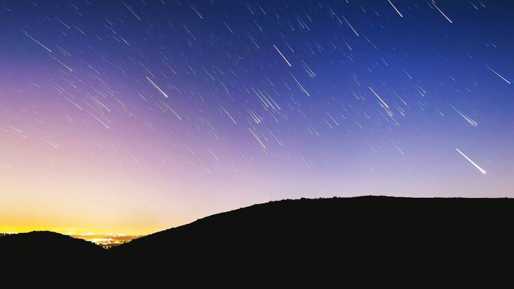 Shooting stars at sunset