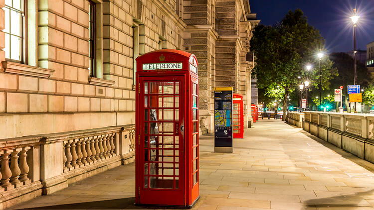 Red phone box in London