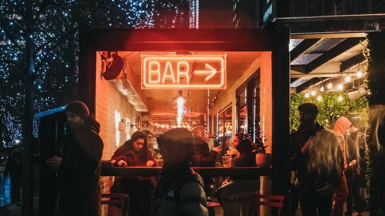 Bar in London at night