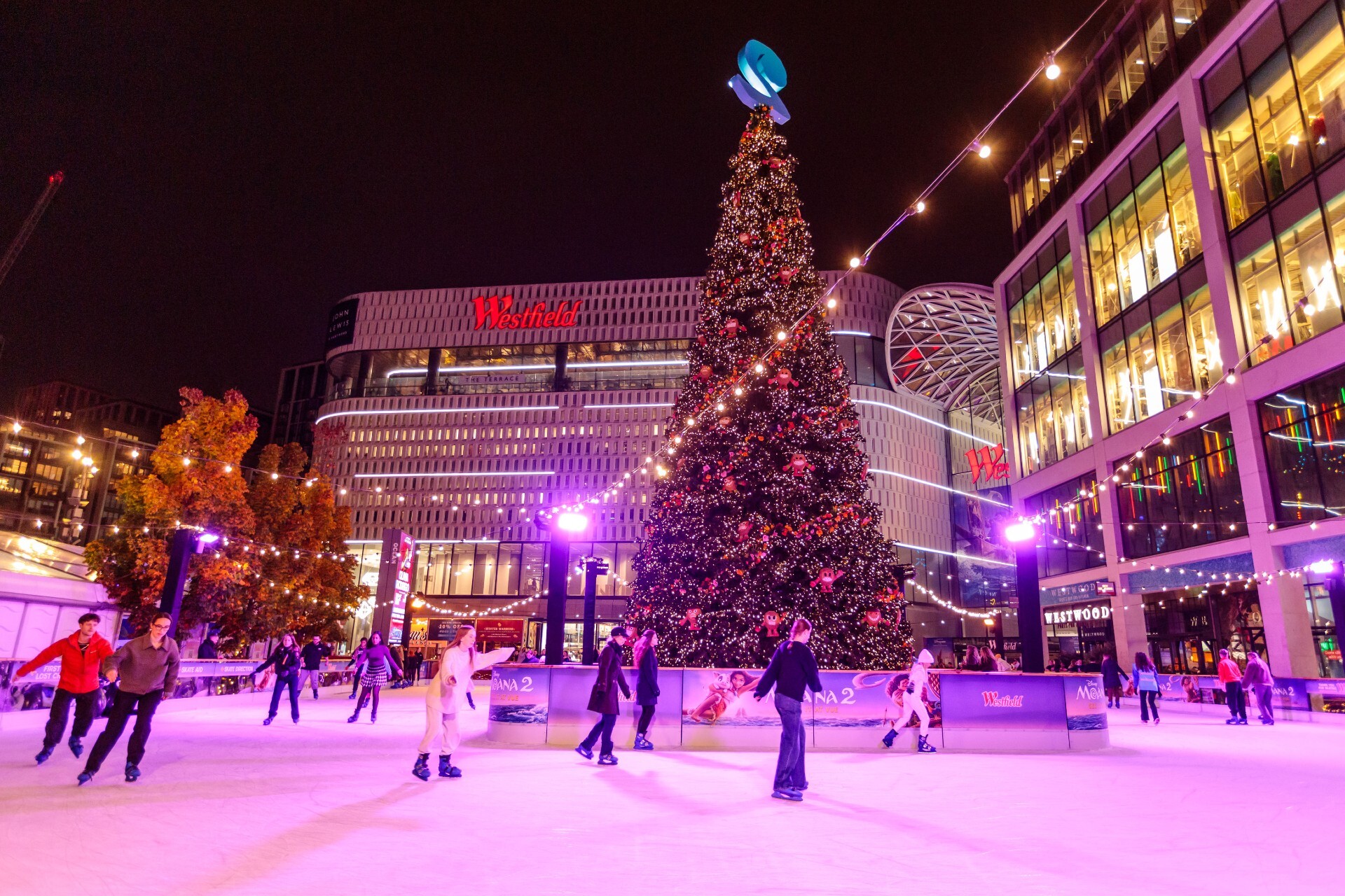 Europe’s tallest Christmas tree has landed at Westfield White City – with a ‘Moana’ themed ice rink