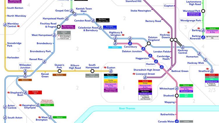 Overground map with new coloured lines