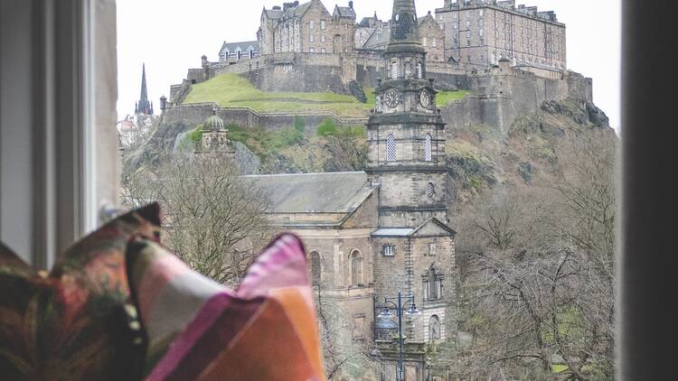 Edinburgh castle from a window (Photograph: Signature)