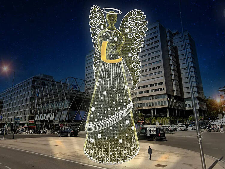 El Ángel de Madrid, la nueva decoración que iluminará la plaza de Colón esta Navidad