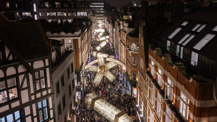 Carnaby Christmas Lights 2024 viewed from overhead