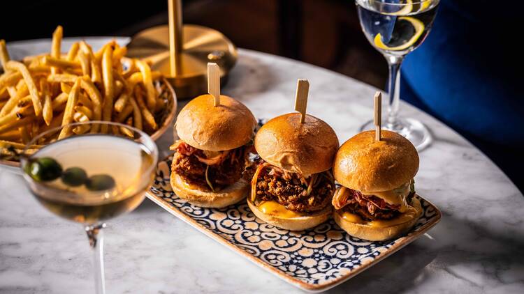 Cocktails and sliders at Zeta Bar