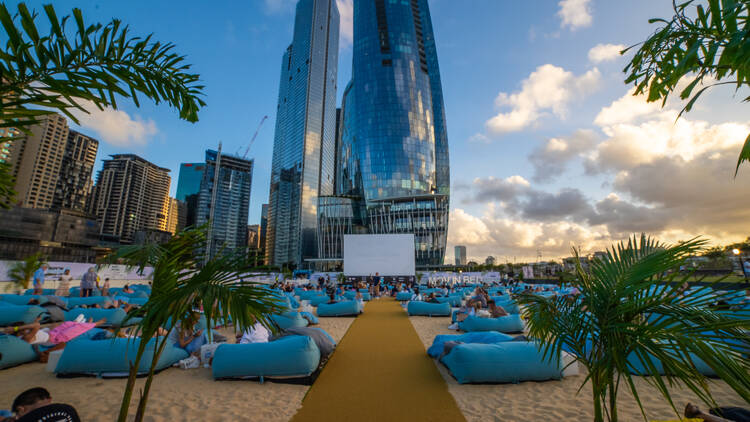 mov'in bed outdoor cinema at barangaroo