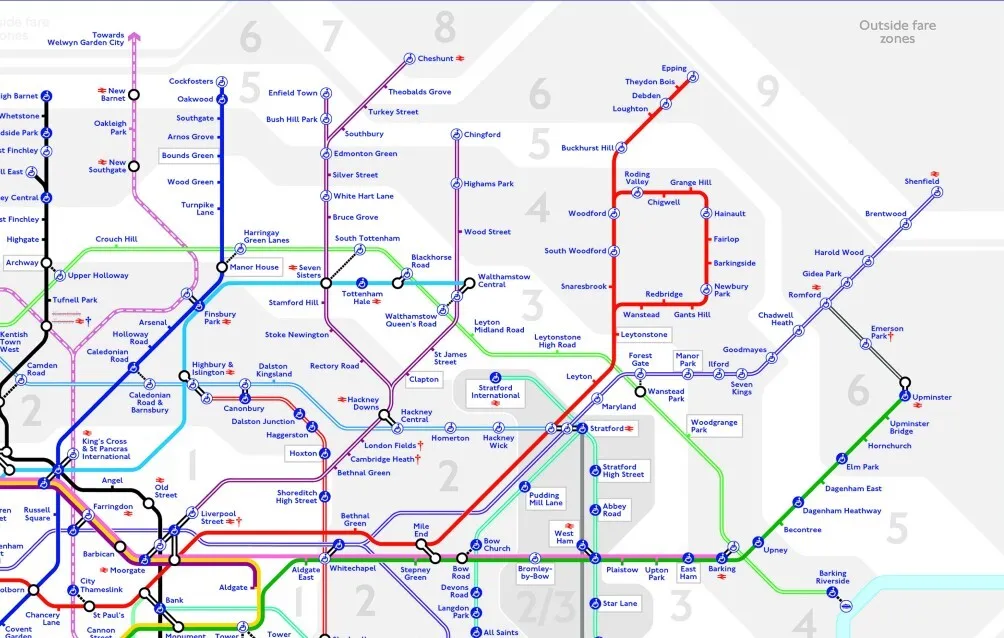 New Overground lines on TfL transport map
