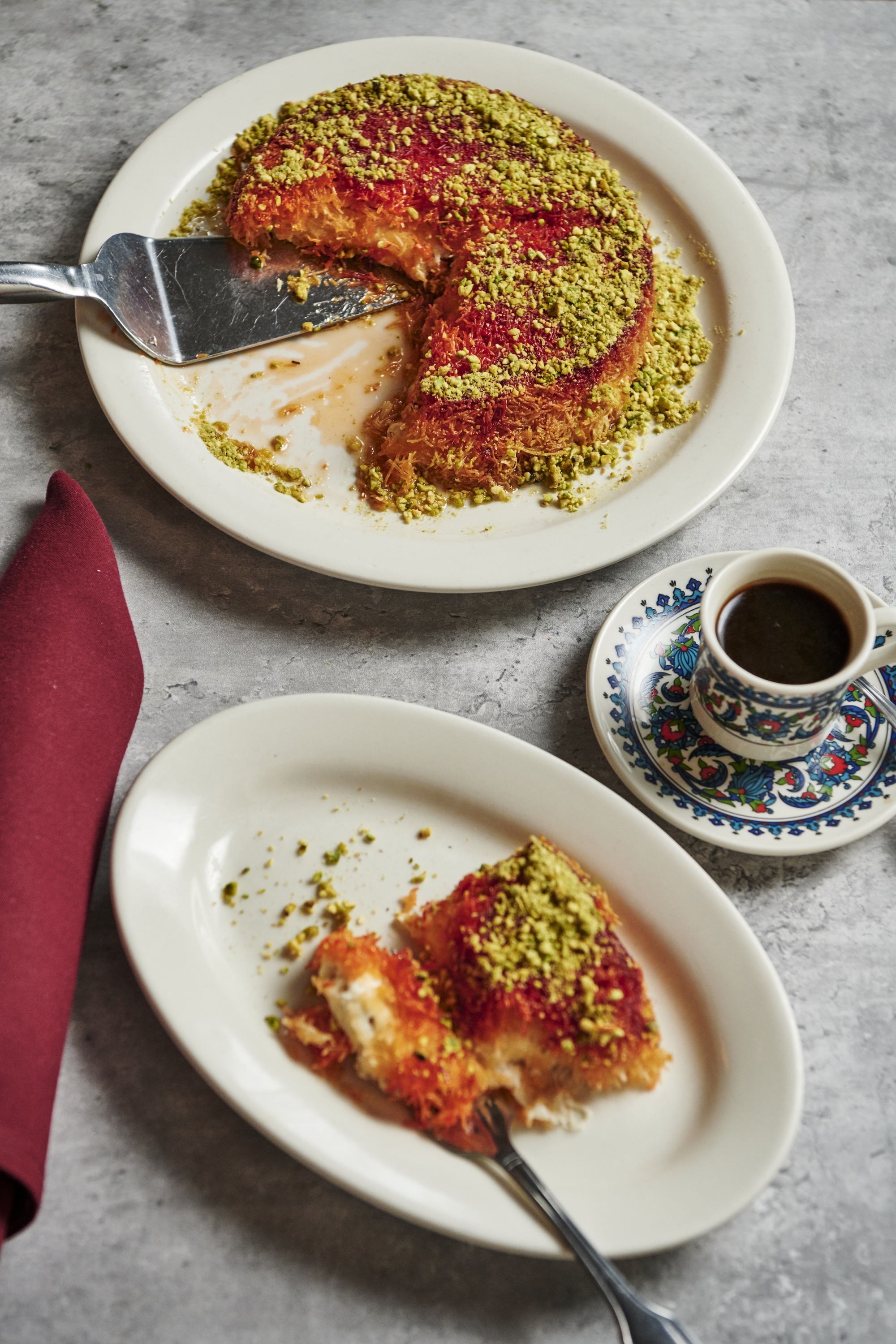 Cheese knafeh with pistachio