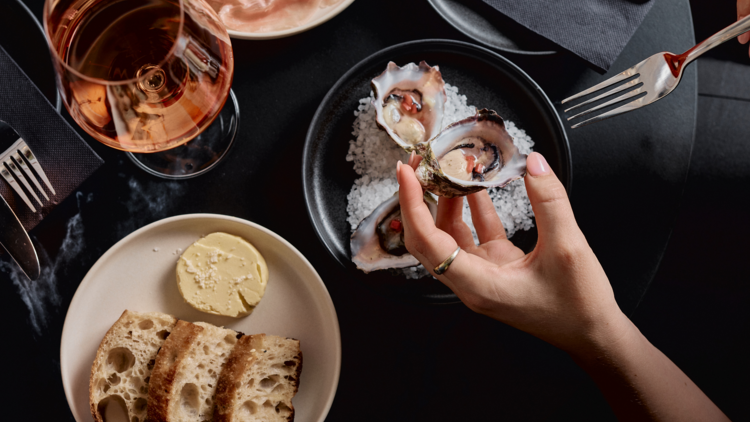 Oysters, bread and butter.